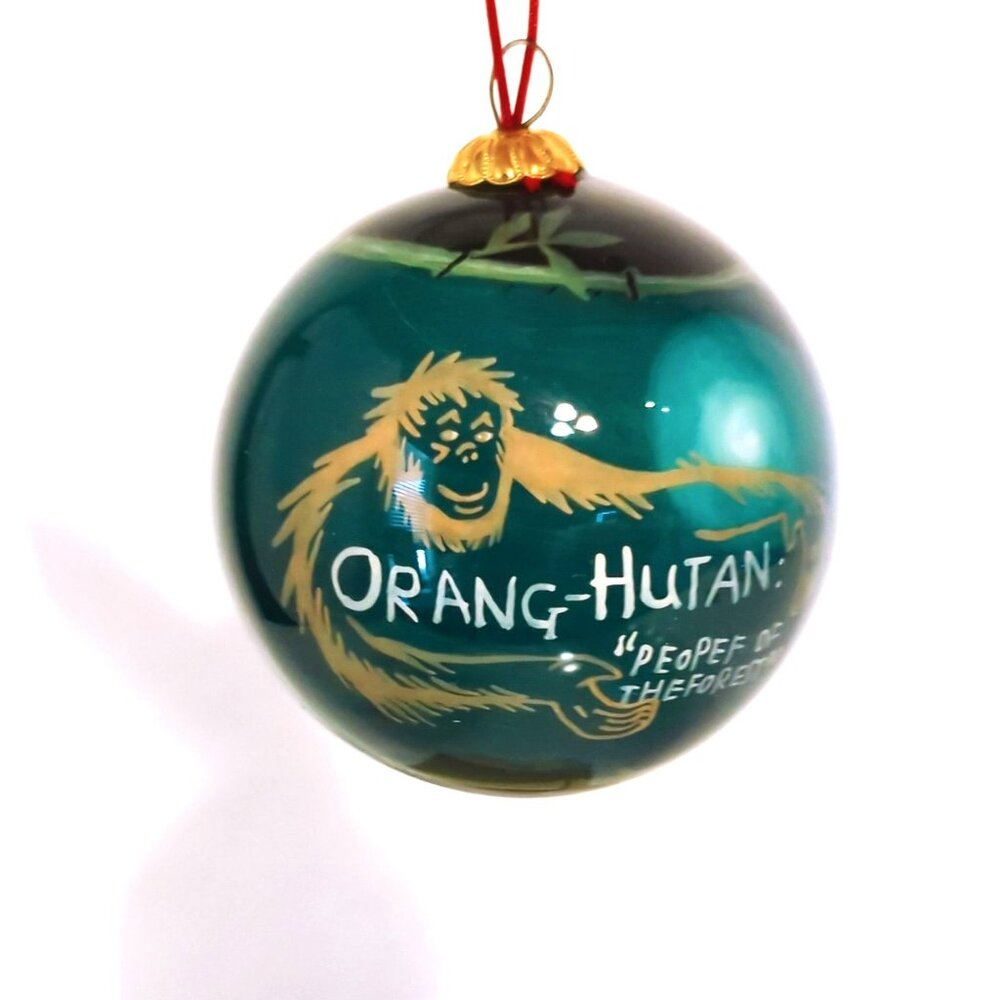Phoenix Zoo Glass Christmas Ornament 2010 Orangutan People of the Forest 3”